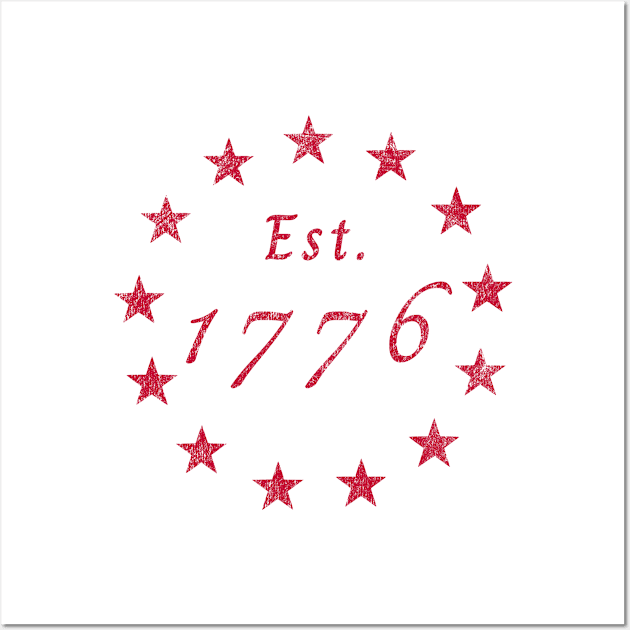 July 4th - American Independence Est. 1776 - Vintage Retro Wall Art by Design By Leo